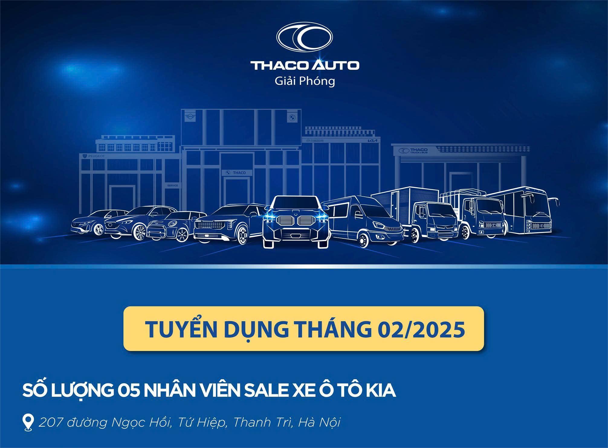 Tuyển dụng 05 sales xe ô tô KIA tại Thaco Auto Giải Phóng Hà Nội